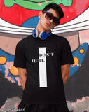 Midnight black, super soft cotton casual t-shirt with "Don't Quit" graphic print, 100% cotton, short sleeves, regular fit, India origin