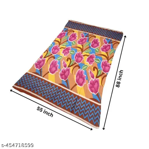 Multicolor fleece polar blanket, lightweight & durable, 400gm, 55" x 88", ideal for summer and winter use, made in India