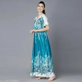 Pink satin kaftan, Indian-origin women's floral print beachwear for summer