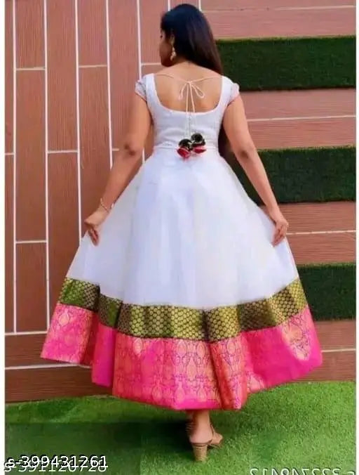 White Chanderi Cotton sleeveless Kurti for women - Trendy Indian fashion