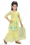 Embroidered chiffon anarkali kurta suit set for girls aged 3-4 years, Indian ethnic wear for festive Diwali celebration