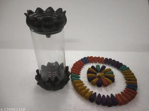 Jaipurias Resin Glass Smoky Votive Holders, Multi-color, Set of 3, Adjustable Heights for Home Office Incense Burner