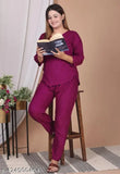 Printed rayon nightshirt with matching pyjama bottoms for women, high-quality Indian-made sleepwear