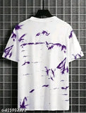 Purple cotton short-sleeved t-shirt with printed design, size XXS to XXL, made in India