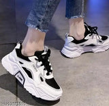 Black mesh girl's sneakers with colorblocked design, PVC sole for gym, walking, running - Megpar casual shoes