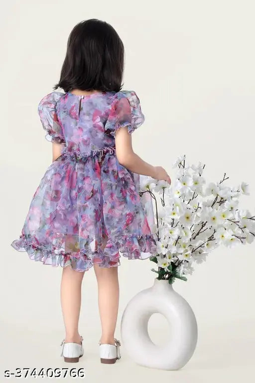 Printed nylon baby frock, short sleeves for 6-12 months to 5-6 years, Indian origin