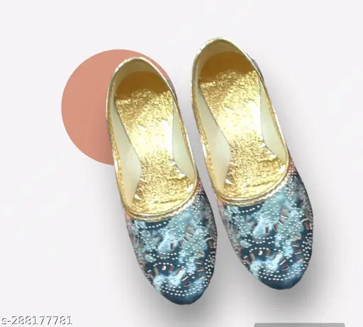 PU printed women's bellies, featuring ballerina design and backstrap, sizes IND-6 to IND-9. Made in India