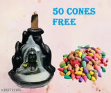 Handcrafted Poly Resin Adi Shankara Lord Adiyogi Mahadev Incense Holder with 50 Backflow Cones - Decorative Showpiece for spiritual home decor, India origin
