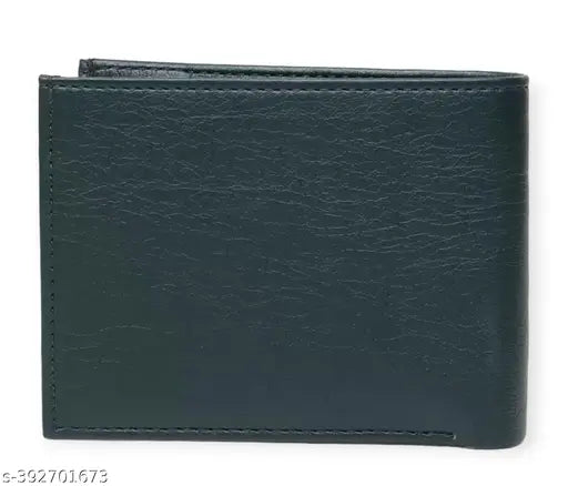 Green faux leather wallet, 8 card slots, travel-trendy, men's casual evening party accessory