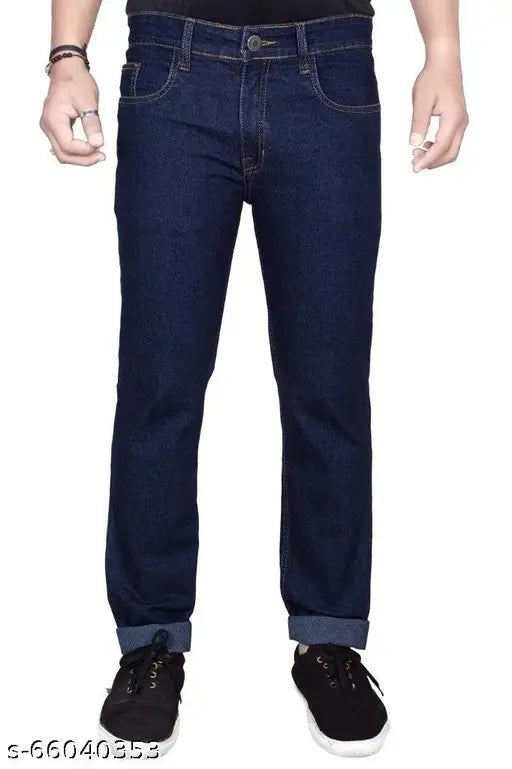 Just Black men's skinny dark blue jeans, cotton stretchable regular fit, available in sizes 28-50 (India)
