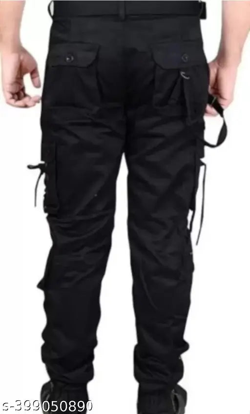 Black cotton blend cargo jeans by Flaying Men FJOK, size 28/30/32/34 for men's fashion