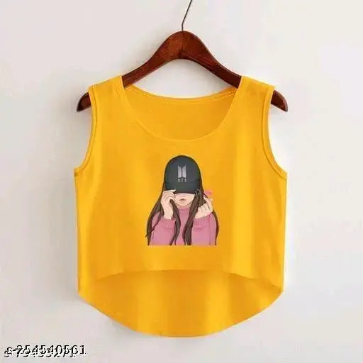 Premium cotton sleeveless printed net crop tops by Kishore Ji, Indian fashion for women