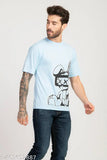 Stylogue men's printed cotton blend round neck T-shirt in trendy typography design, featuring drop shoulder and short sleeves, size S-XL, made in India
