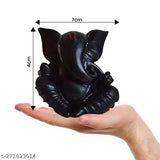 Black Ganesha Idol, high-quality poly resin decorative showpiece for car dashboard or living room, ideal for festivals or home worship area