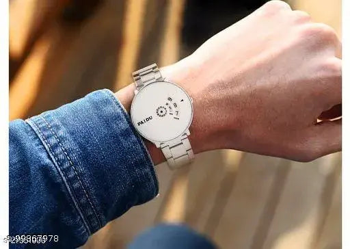 Silver metal analog watch with white face for kids, suitable as a gift