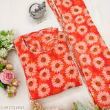 Red cotton 128SAMRUDHHIwithdupatta floral dress with a pink dupatta