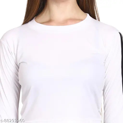 Cotton blend Genealo crop top for women and girls, solid color long-sleeved casual top in India