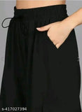 Black drawstring pants with a single front pocket