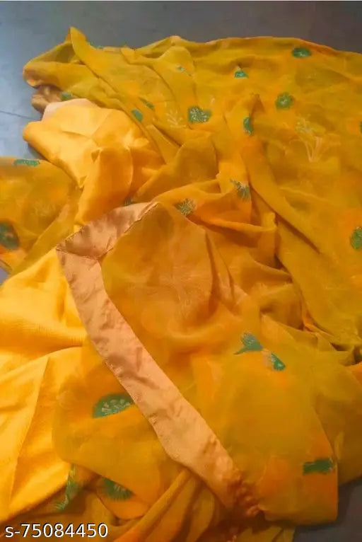 Georgette saree and blouse piece, printed fabric, daily wear
