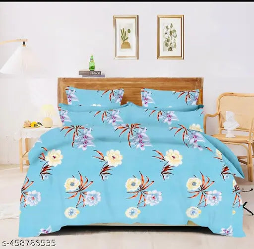 Decor Dreams Home Supersoft Glace Cotton Double Bed AC Comforter Set & Bedsheets with Pillow Covers - Soothing colors for bedroom beauty, India-made