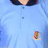 Blue cotton-blend short-sleeve NCC Uniform T-Shirt, solid design featuring NCC logo embroidery