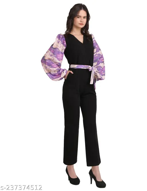Stylish party wear jumpsuit, printed net lycra scuba suit with long sleeves, designer dress made in imported cotton lycra fabric. XS (Bust 34in, Length 52in, Waist 28in) or XL (Bust 42in, Length 53in, Waist 36in)