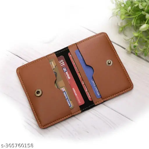 PU unisex card holder, 4 compartments, solid net pattern, customizable with name charm, free size (11cm x 8cm), made in India