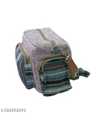Ladies sling bag, hemp fabric with brown trim