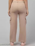 Relaxed fit cotton blend women's cargo pants with four pockets, India origin