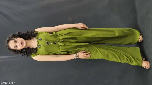 Crepe sleeveless jumpsuit, pretty fashionista women's solid net, India-made