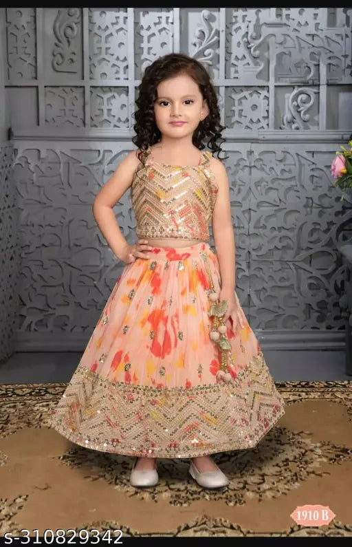 Digital embroidery Zari work lehenga-choli, georgette fabric with multi-5MM sequins and floral design, festive season wear, micro cotton inner and dupatta with digital print and work design, India origin