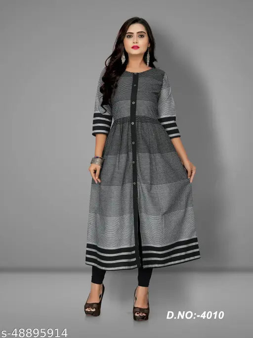 Printed cotton Alisha Voguish Anarkali Kurtis for women's party wear, three-quarter sleeves, Indian origin