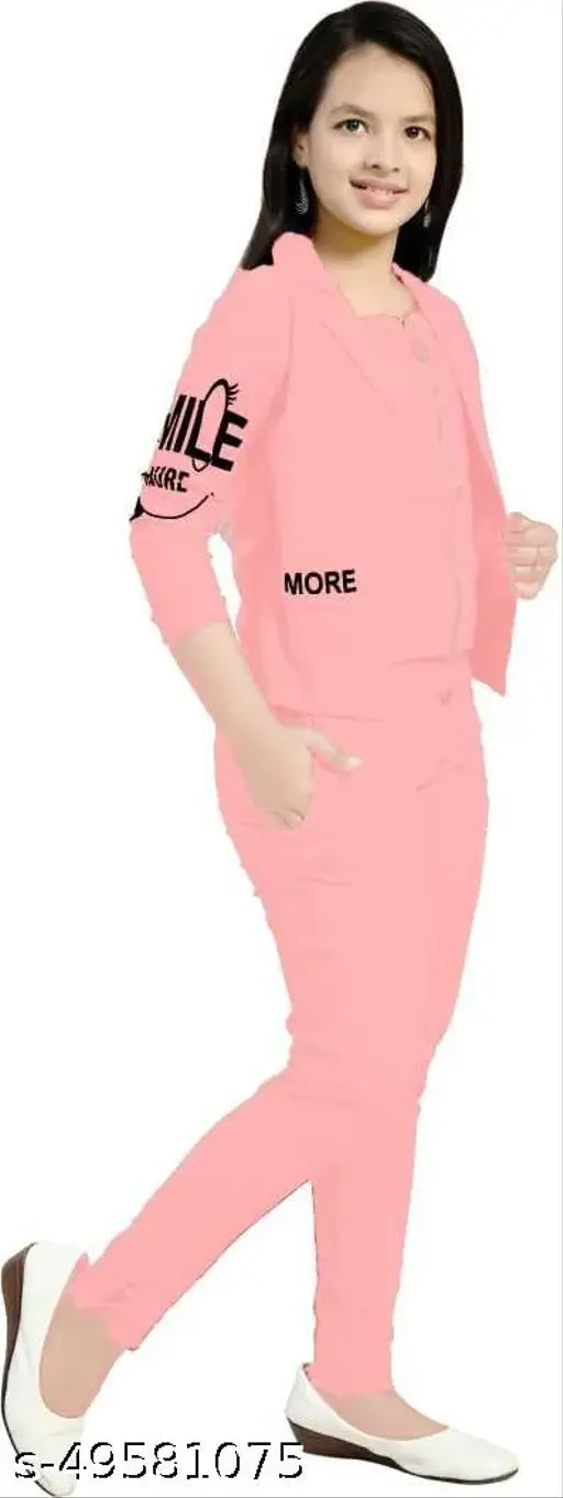 Pink unstitched dress for 9-year-olds with emoji graphic
