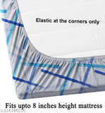 Glace Cotton double bed elastic fitted sheet with 2 pillow covers (72x78 inches, 18x28 inches), checkered pattern in summer colors, machine washable