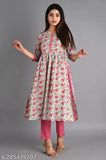 Rayon printed kurti and pant set, three-quarter sleeves, Indian ethnic wear for women