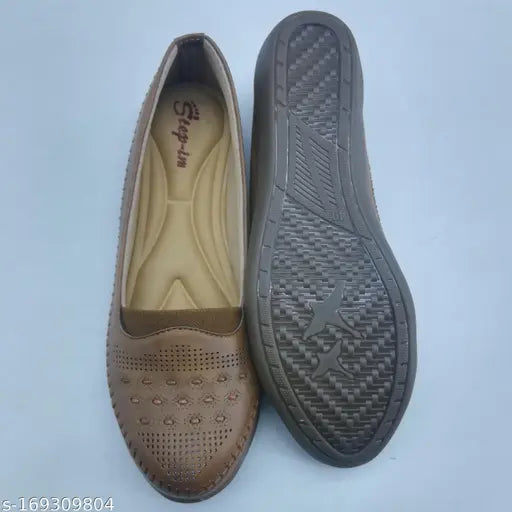 Synthetic leather, modern ballerina slippers with soft padding for comfortable relaxation at home, perfect for women who love to pamper their feet
