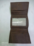 Brown faux leather men's wallet, 5 card slots, slim design, durable PU leather