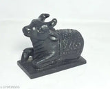 Black marble Shiva Nandi for daily pooja, home temple or car dashboard - 6cm x 5cm x 3cm (handcrafted Indian artisan-made)