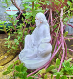 11cm Marble Shirdi Saibaba Idol for Worship - Indian handcrafted, matte finished, home or car devotional statue