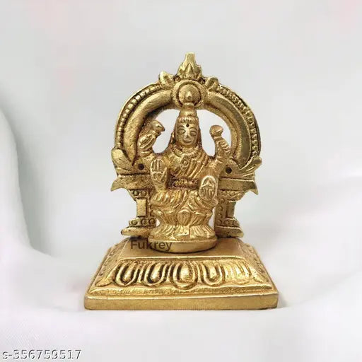 Brass Laxmi Idol, antique-polished Hindu Goddess Lakshmi statue, perfect home office decor or Puja Pooja item (4.5cm x 3.5cm x 6cm)