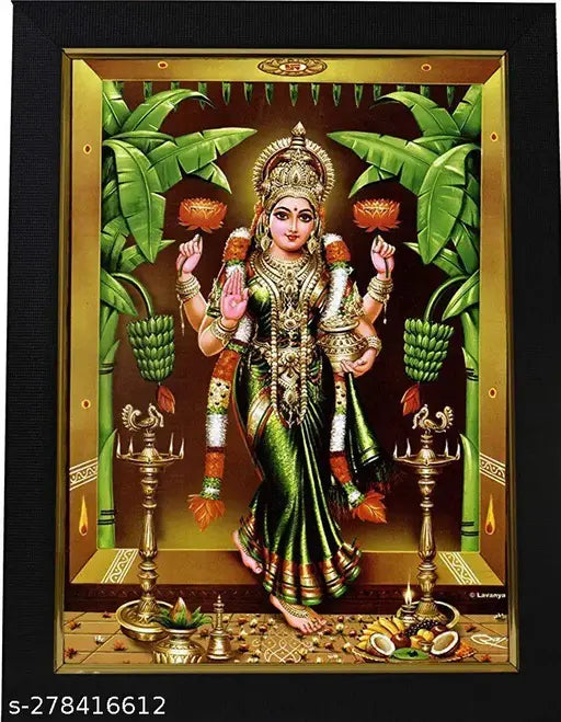 Synthetic resin Lakshmi photo frame, Indian indoor decor for home worship