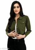 Maroon denim Mehandi jacket combo for women, fashionable and solid pattern, size S, M, L, XL from India