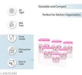 Veksin 6-piece plastic kitchen organization containers in shades of pink, ideal for food storage and kitchen countertop