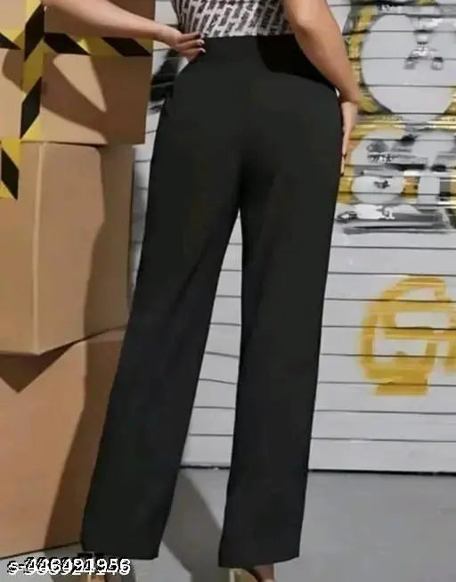 Black high waist trousers for women