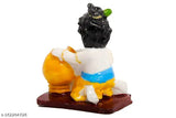 Poly resin Lord Krishna statue eating Makhan, religious showpiece/pooja gift item for mandir, temple, home decor and office