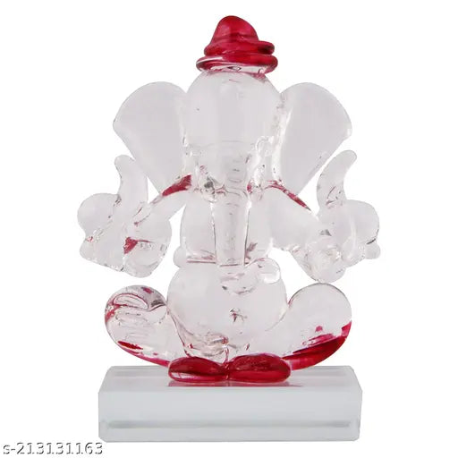 Crystal Ganesh Twin Side Face: High-quality crystal ornament featuring twin side Ganesh face, enhancing spiritual ambiance in cars, originated from India