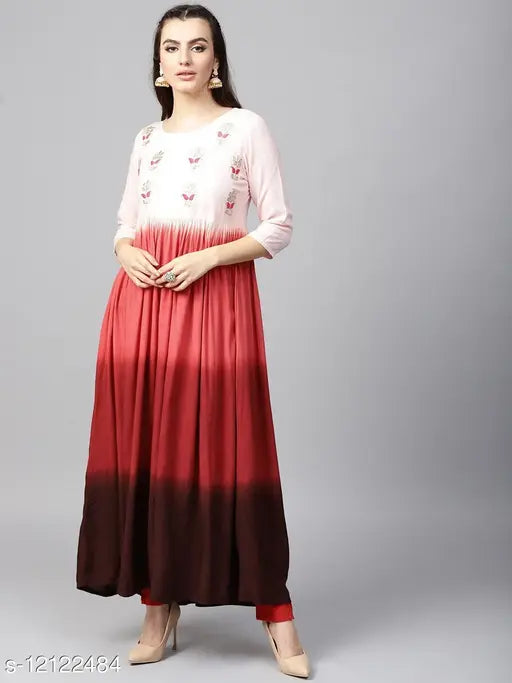 Pink and red printed cotton kameez