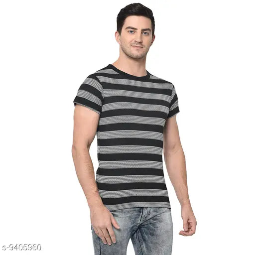 Multicolor printed cotton round-sleeve men's t-shirt by Vimal Jonney, size M-XXXL, Indian origin