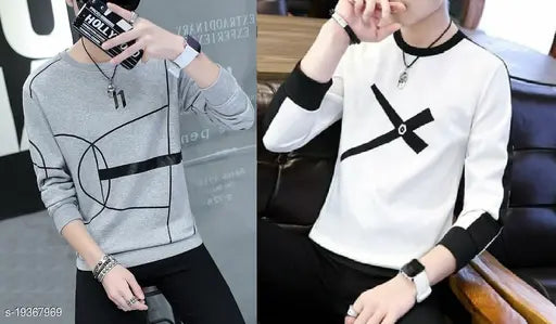 Fancy men's cotton long sleeves t-shirts, printed design, sizes M38L40XL42, made in India