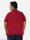 Cotton blend solid color XFOX polo t-shirt for plus size men, available in XXXL, 4XL, 5XL with chest embroidery. Made in India." (120 characters)